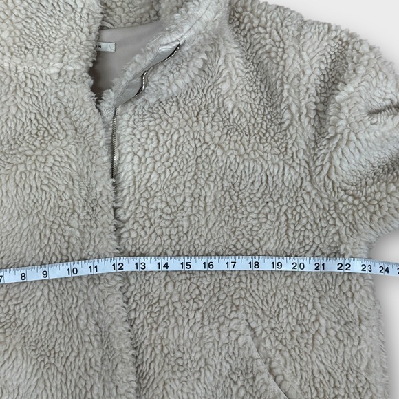 Pacsun Sherpa Teddy Jacket Cream Zip Front Cozy Winter Size M L Oversized - Picture 11 of 12